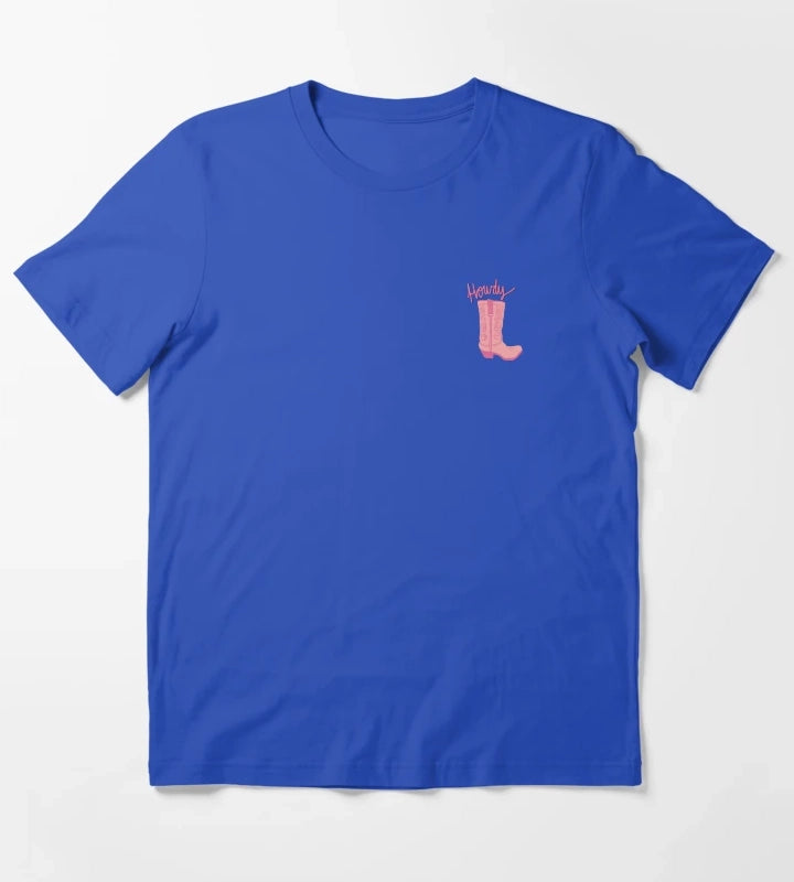 Howdy Pink Cowgirl Print T-Shirt Blue