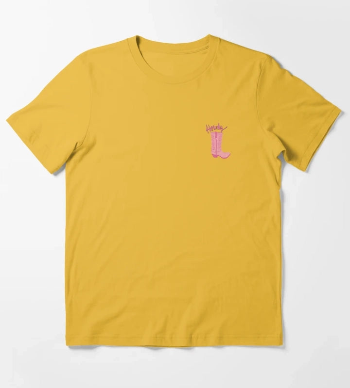 Howdy Pink Cowgirl Print T-Shirt Yellow