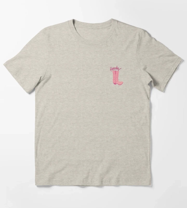 Howdy Pink Cowgirl Print T-Shirt Cream
