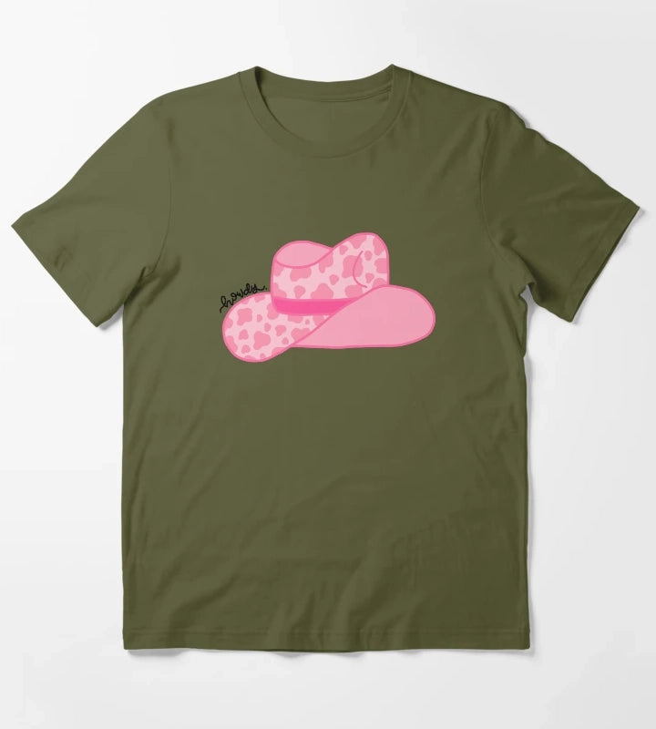 Howdy Pink Cowgirl T-Shirt Olive Green