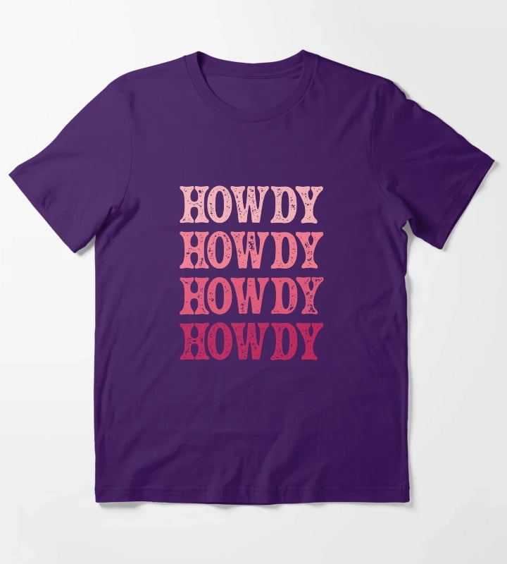 Howdy Pink Rodeo Western Country Vintage Southern cowgirl T-Shirt Purple