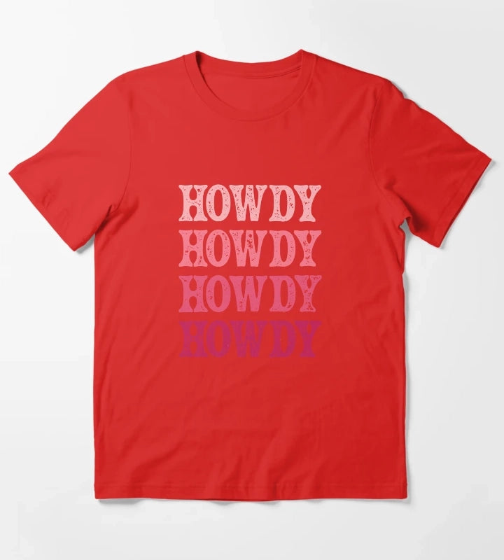 Howdy Pink Rodeo Western Country Vintage Southern cowgirl T-Shirt Red
