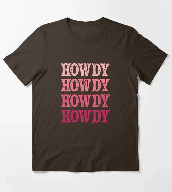 Howdy Pink Rodeo Western Country Vintage Southern cowgirl T-Shirt Brown