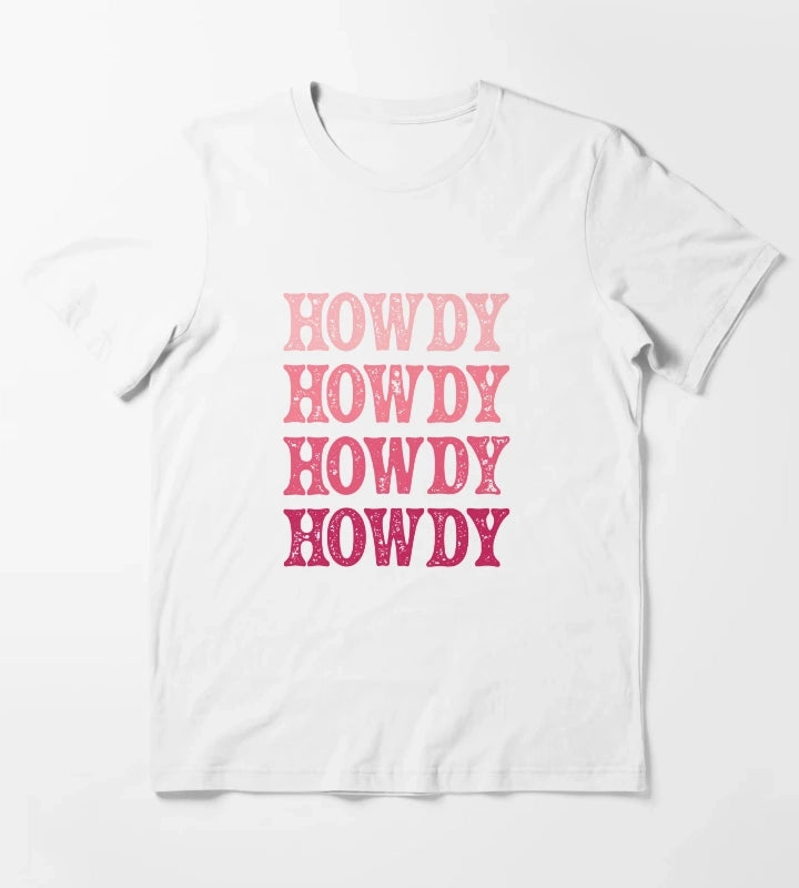 Howdy Pink Rodeo Western Country Vintage Southern cowgirl T-Shirt White