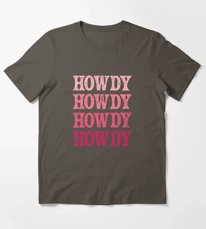 Howdy Pink Rodeo Western Country Vintage Southern cowgirl T-Shirt Dark Grey