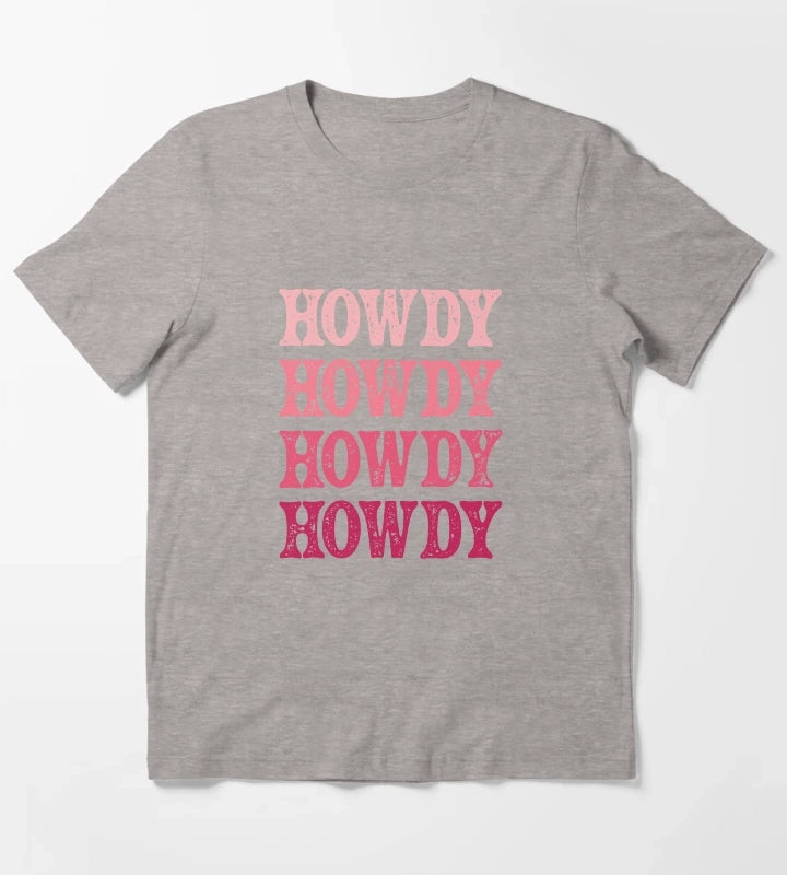 Howdy Pink Rodeo Western Country Vintage Southern cowgirl T-Shirt Heather Grey
