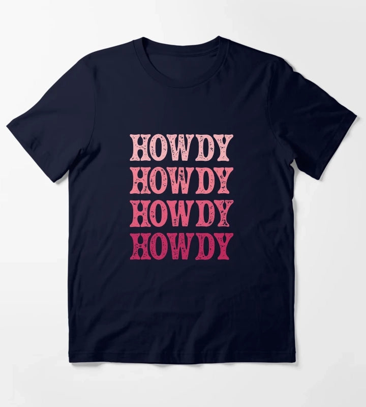 Howdy Pink Rodeo Western Country Vintage Southern cowgirl T-Shirt Navy