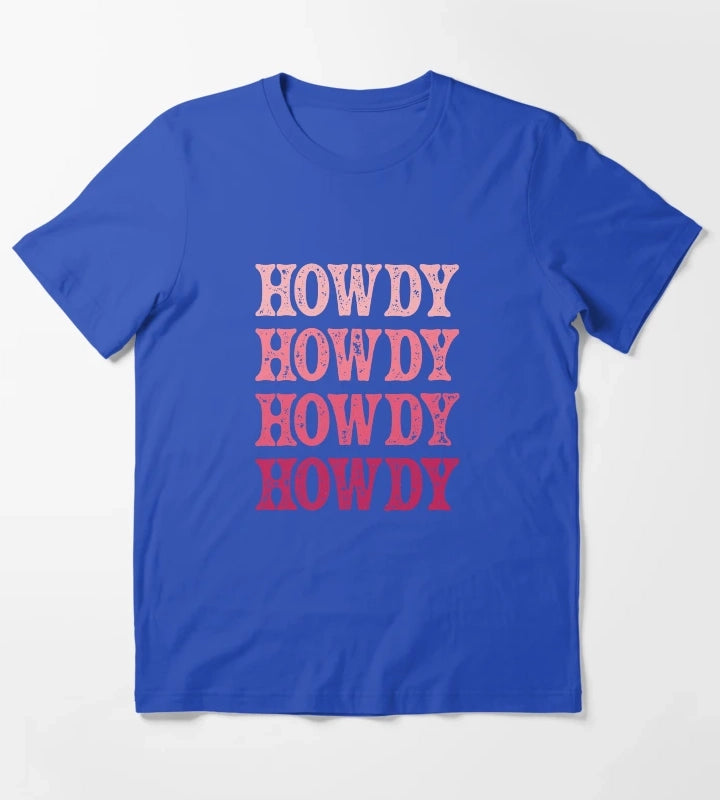 Howdy Pink Rodeo Western Country Vintage Southern cowgirl T-Shirt Blue