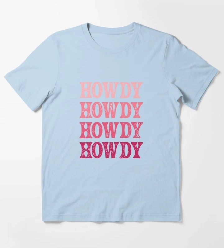 Howdy Pink Rodeo Western Country Vintage Southern cowgirl T-Shirt Sky Blue