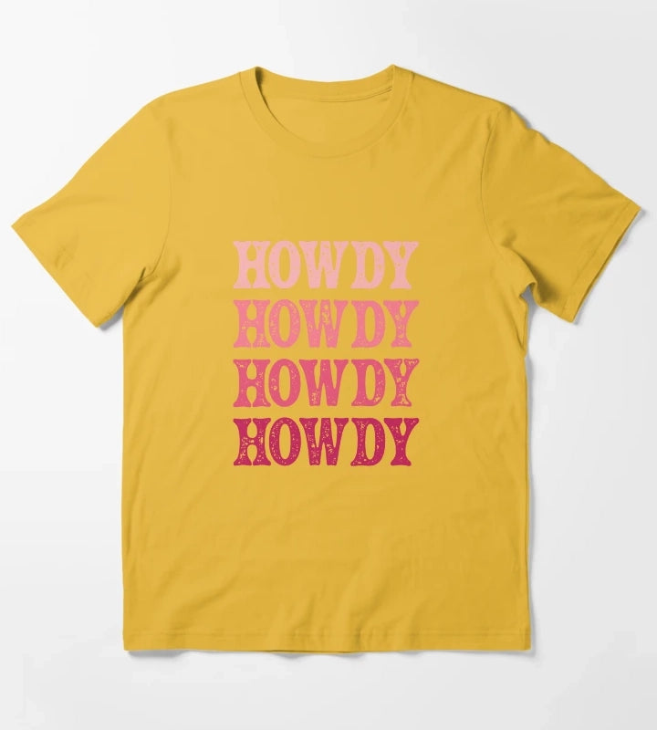 Howdy Pink Rodeo Western Country Vintage Southern cowgirl T-Shirt Yellow