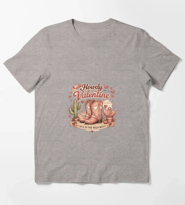 Howdy Valentine T-Shirt Heather Grey