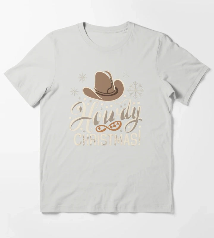 Howdy Western Christmas T-Shirt Light Grey