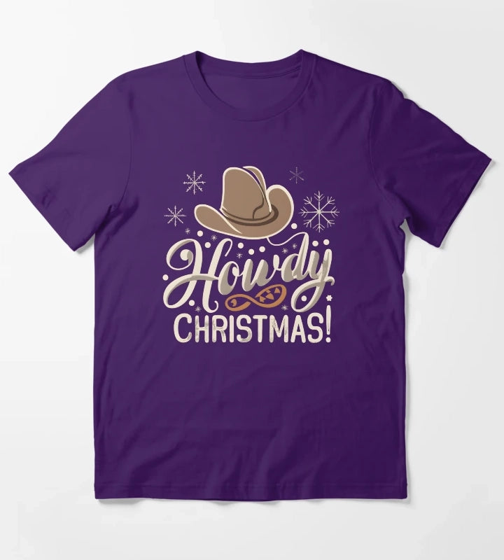 Howdy Western Christmas T-Shirt Purple