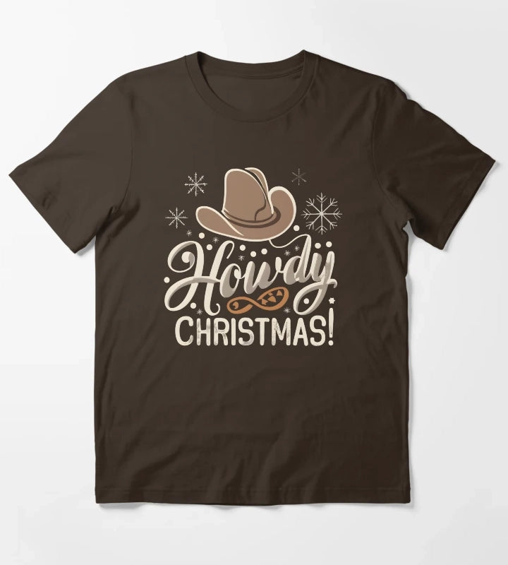 Howdy Western Christmas T-Shirt Brown