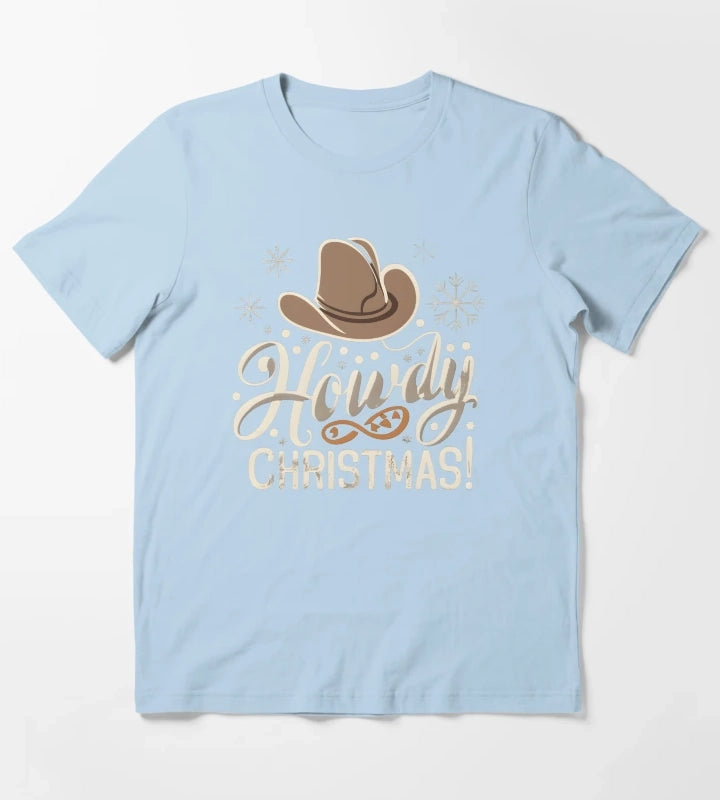 Howdy Western Christmas T-Shirt Sky Blue