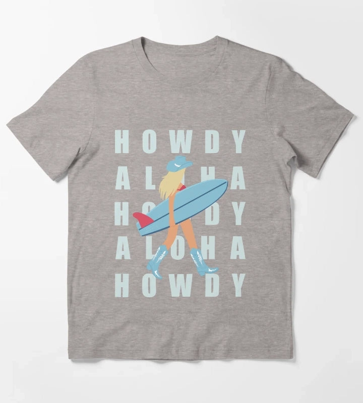Howdy and Aloha T-Shirt Heather Grey