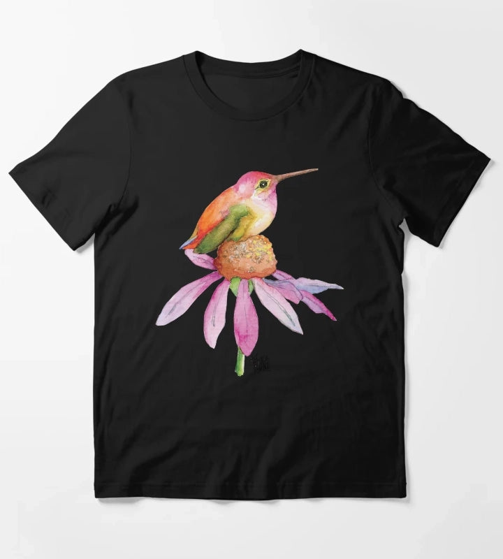 Hummingbird on Pink Daisy T-Shirt