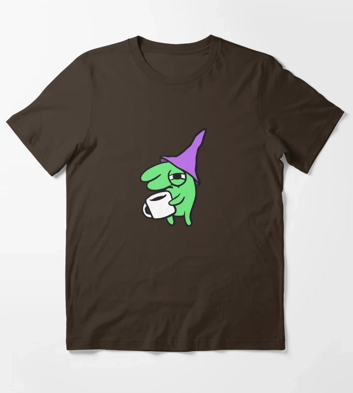 Hungover Glep Drinking Coffee T-Shirt Brown