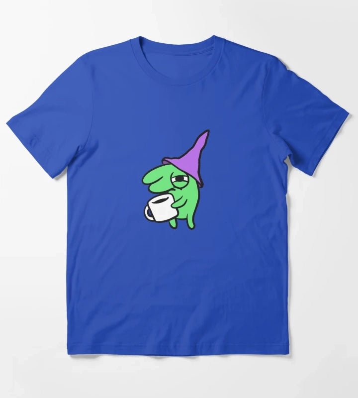Hungover Glep Drinking Coffee T-Shirt Blue