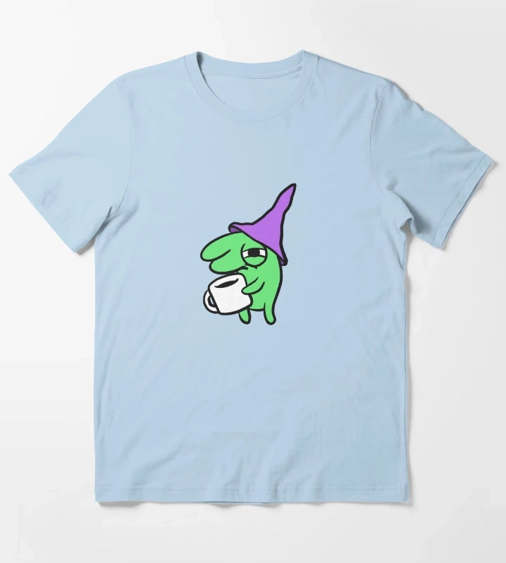 Hungover Glep Drinking Coffee T-Shirt Sky Blue