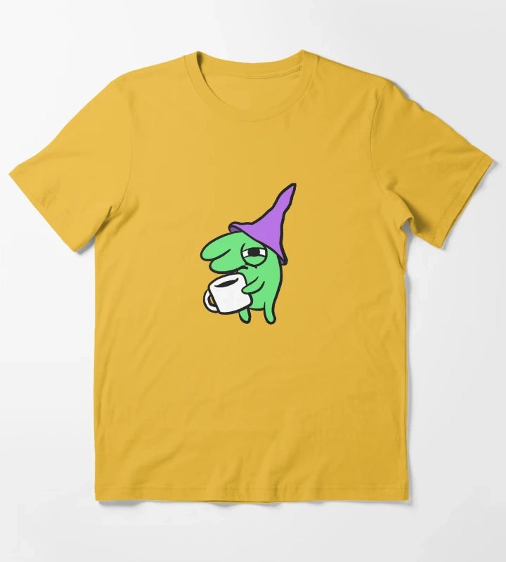 Hungover Glep Drinking Coffee T-Shirt Yellow
