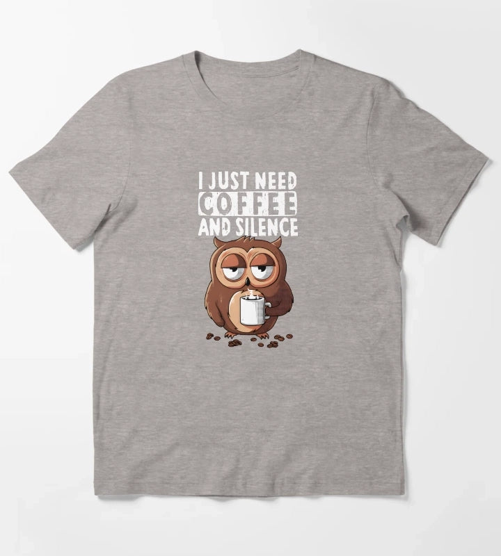 I Just Need Coffee and Silence T-Shirt Heather Grey