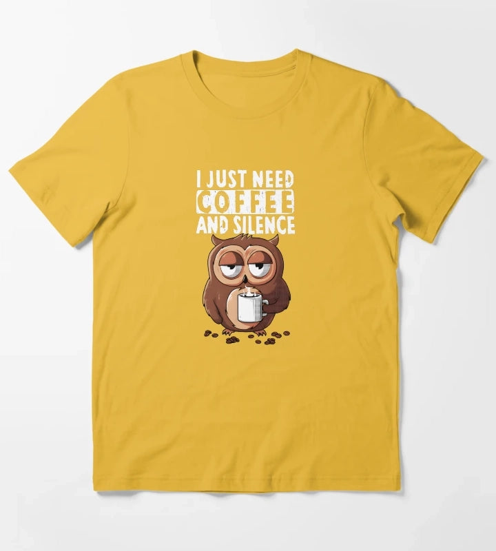 I Just Need Coffee and Silence T-Shirt Yellow