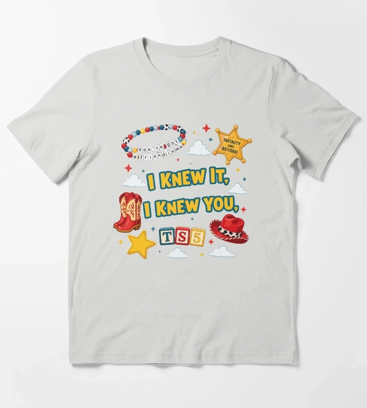 I Knew It I Knew You Cowboy Friendship Bracelet Design T-Shirt Light Grey