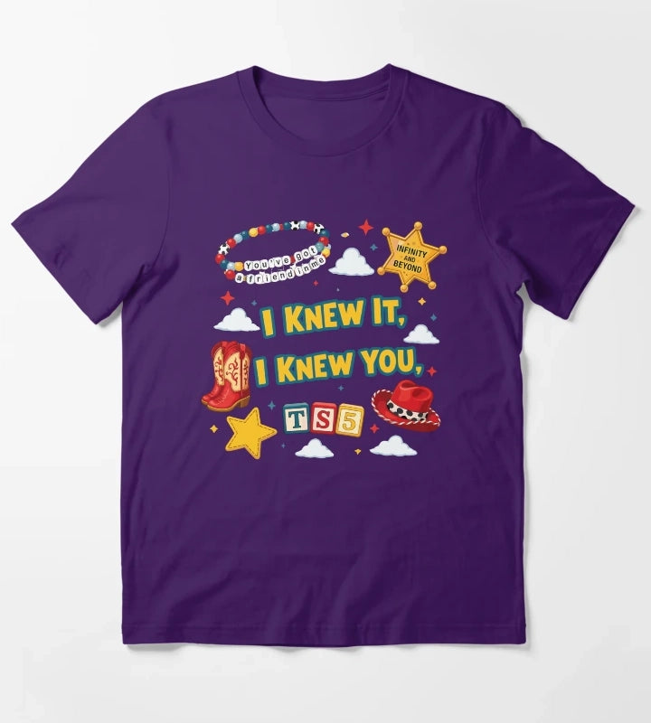 I Knew It I Knew You Cowboy Friendship Bracelet Design T-Shirt Purple