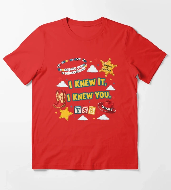 I Knew It I Knew You Cowboy Friendship Bracelet Design T-Shirt Red