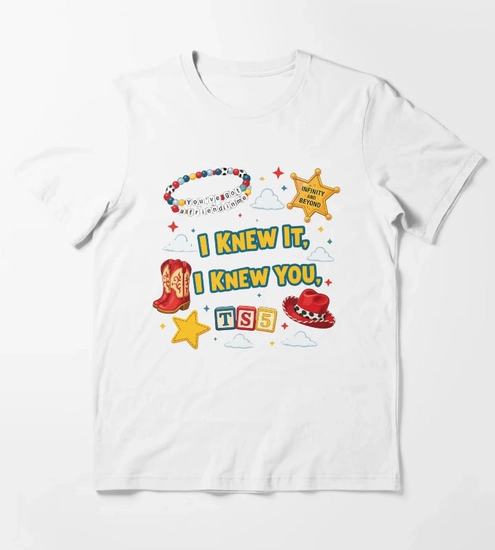 I Knew It I Knew You Cowboy Friendship Bracelet Design T-Shirt White
