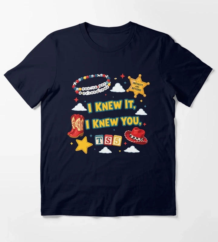 I Knew It I Knew You Cowboy Friendship Bracelet Design T-Shirt Navy