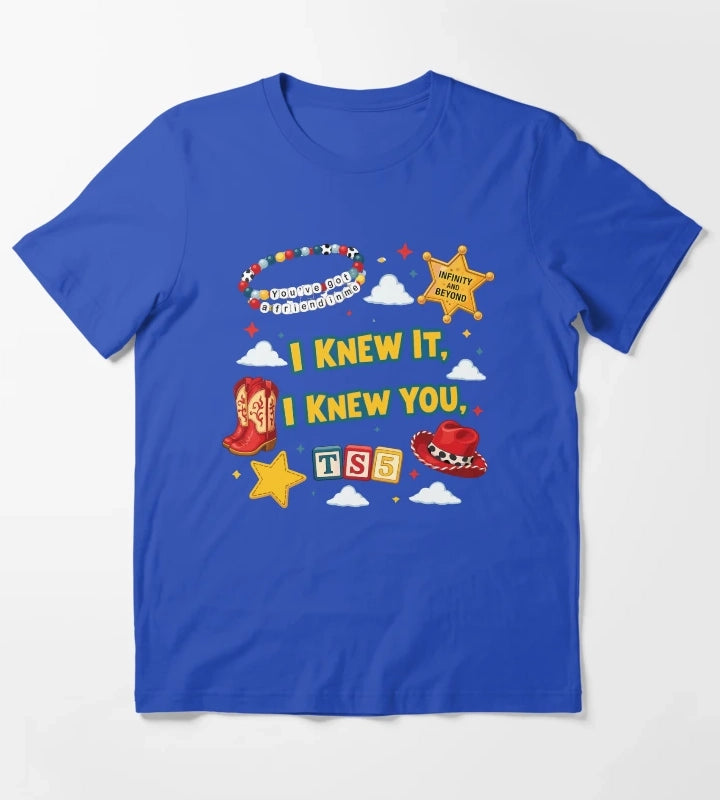 I Knew It I Knew You Cowboy Friendship Bracelet Design T-Shirt Blue