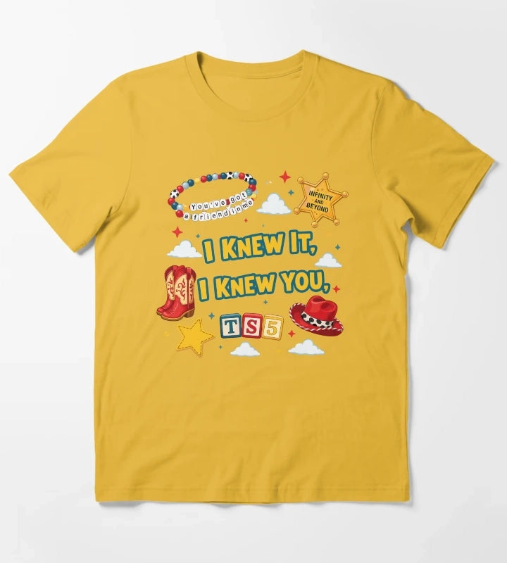 I Knew It I Knew You Cowboy Friendship Bracelet Design T-Shirt Yellow