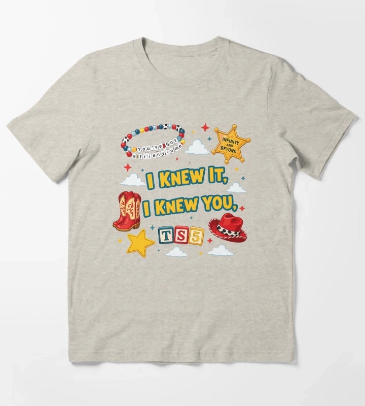 I Knew It I Knew You Cowboy Friendship Bracelet Design T-Shirt Cream