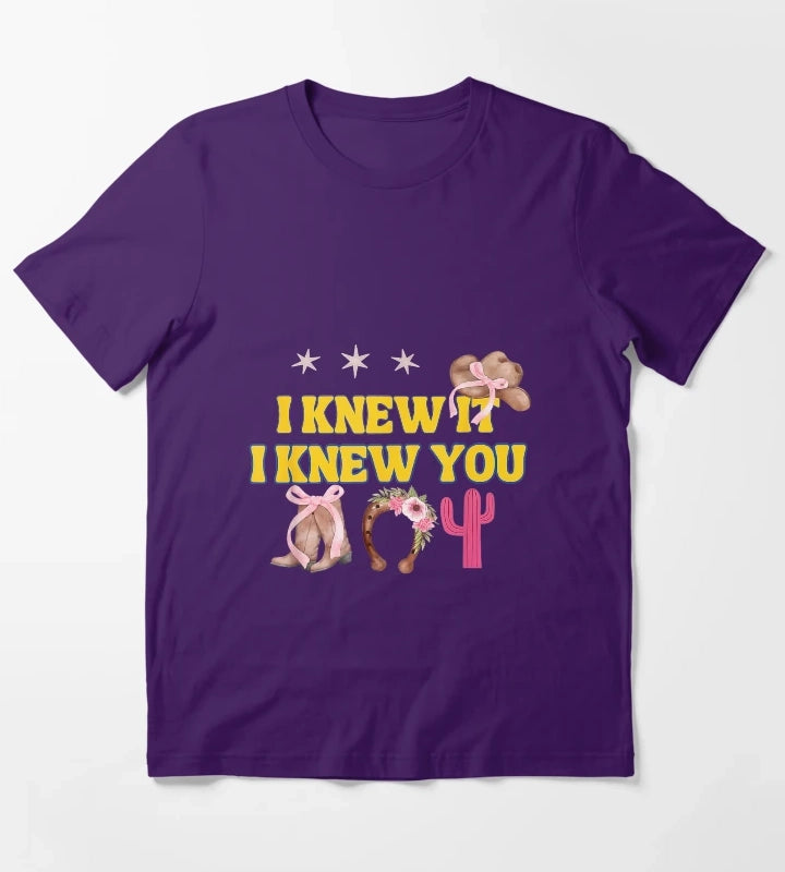 I Knew It I Knew You Western Cowgirl Boots Women Kids Girl3 T-Shirt Purple