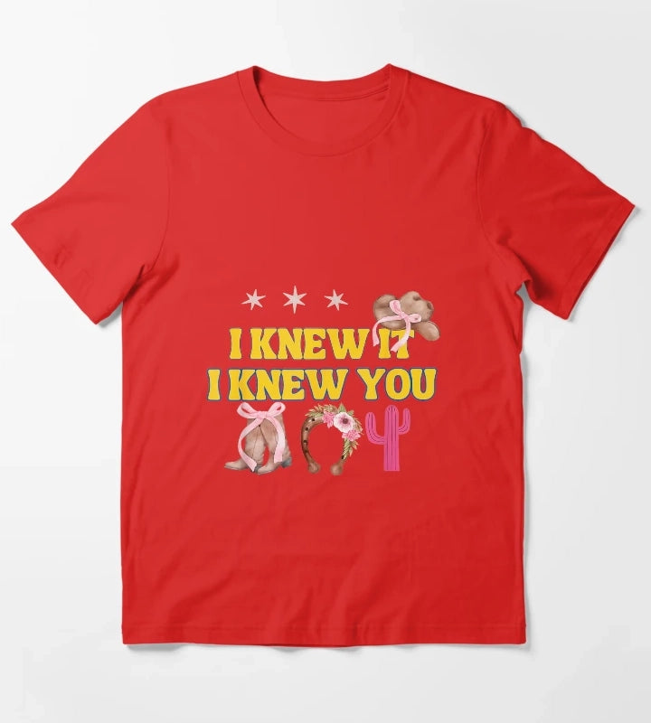 I Knew It I Knew You Western Cowgirl Boots Women Kids Girl3 T-Shirt Red
