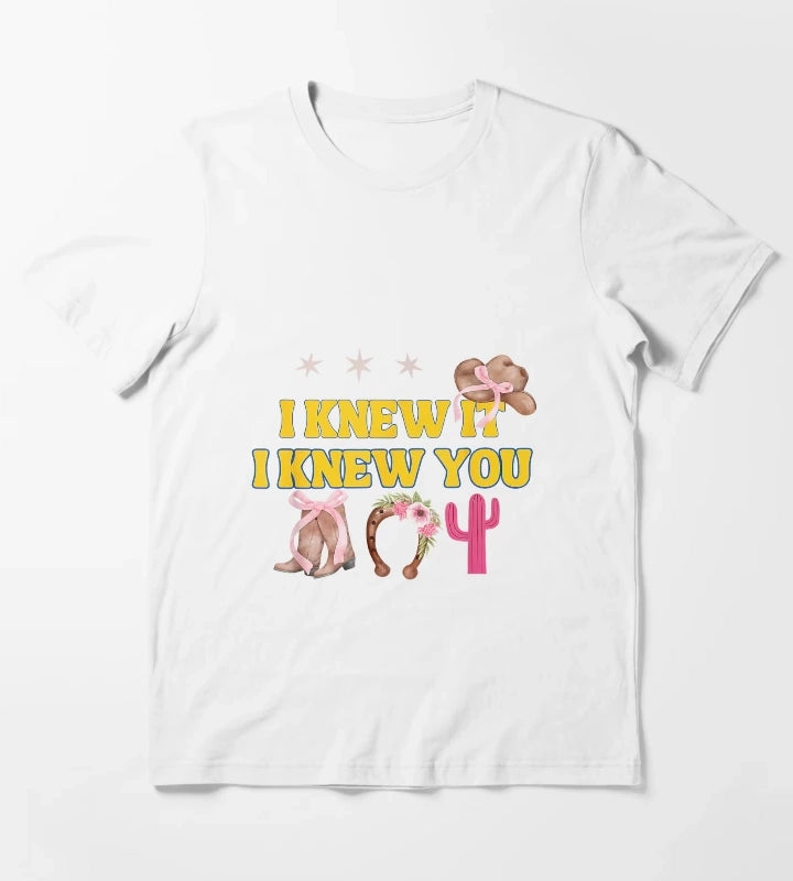 I Knew It I Knew You Western Cowgirl Boots Women Kids Girl3 T-Shirt White