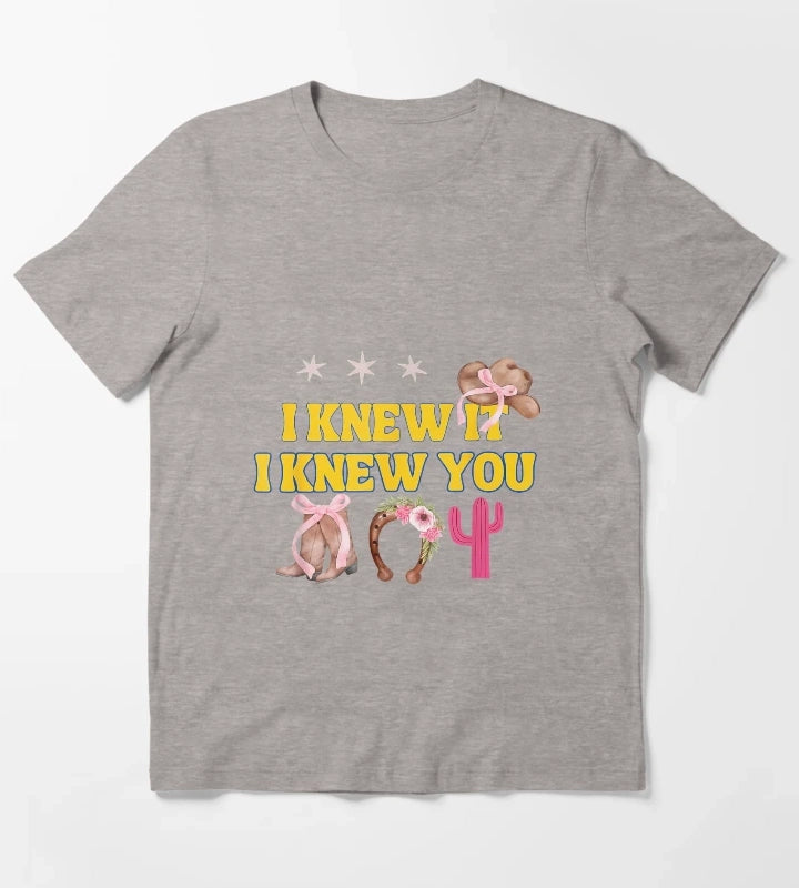 I Knew It I Knew You Western Cowgirl Boots Women Kids Girl3 T-Shirt Heather Grey