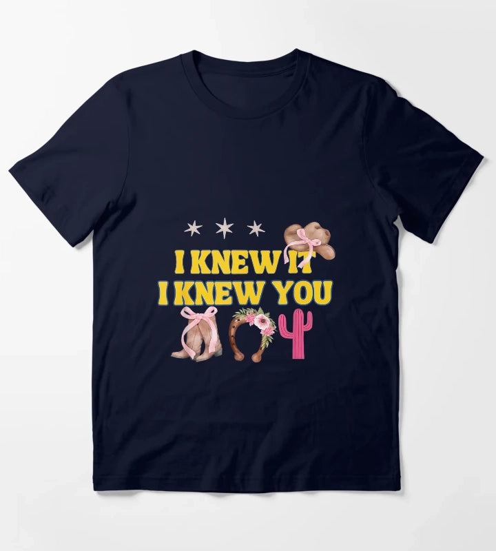 I Knew It I Knew You Western Cowgirl Boots Women Kids Girl3 T-Shirt Navy