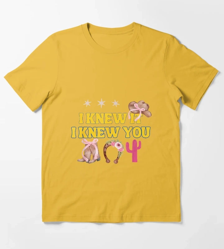 I Knew It I Knew You Western Cowgirl Boots Women Kids Girl3 T-Shirt Yellow