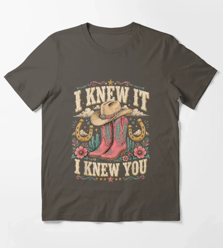 I Knew It I Knew You Western Cowgirl Boots Women Kids Girl5 T-Shirt Dark Grey