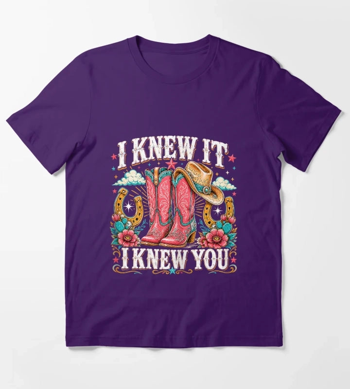 I Knew It I Knew You Western Cowgirl Boots Women Kids Girl6 T-Shirt Purple
