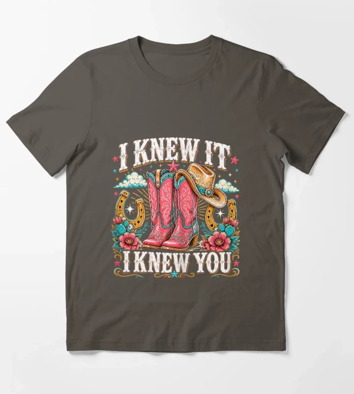I Knew It I Knew You Western Cowgirl Boots Women Kids Girl6 T-Shirt Dark Grey