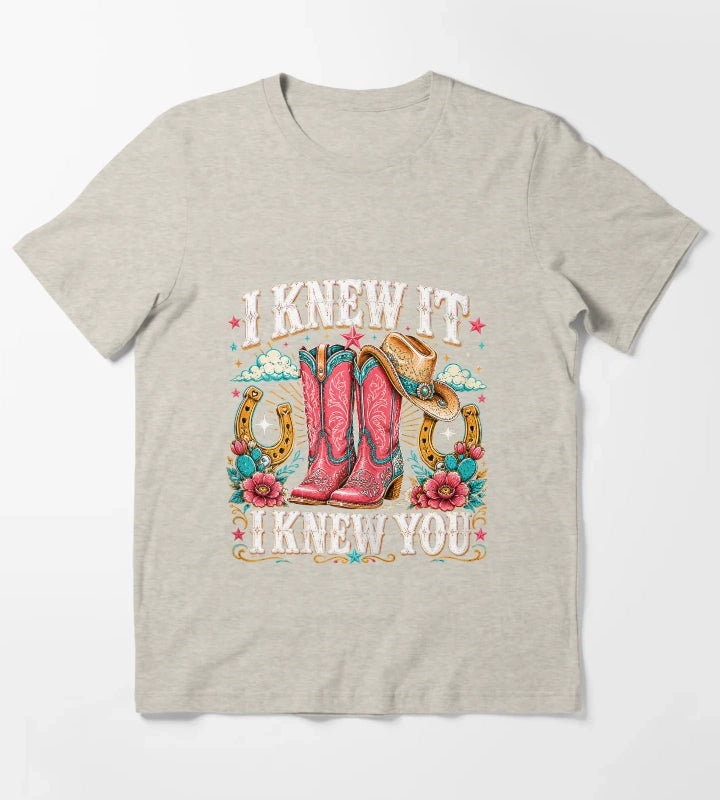 I Knew It I Knew You Western Cowgirl Boots Women Kids Girl6 T-Shirt Cream