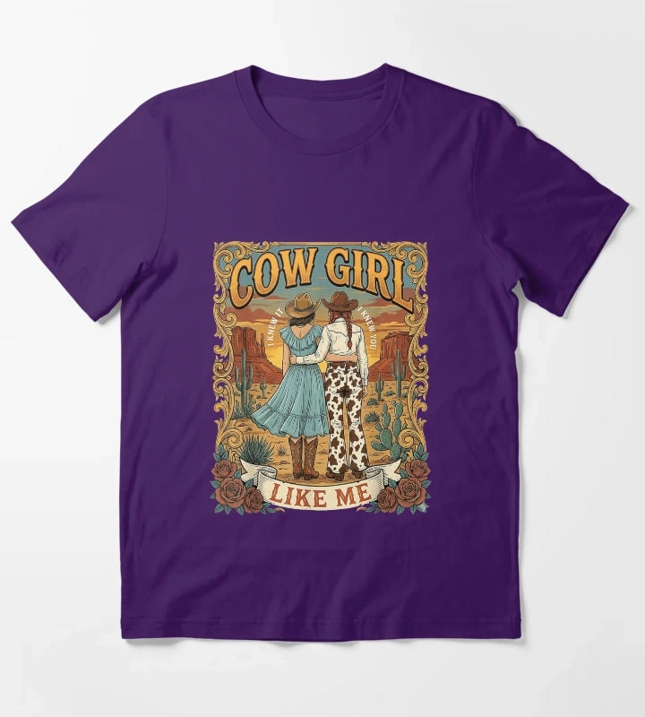 I Knew It I Knew You Western Cowgirl Boots Women Kids Girls T-Shirt Purple