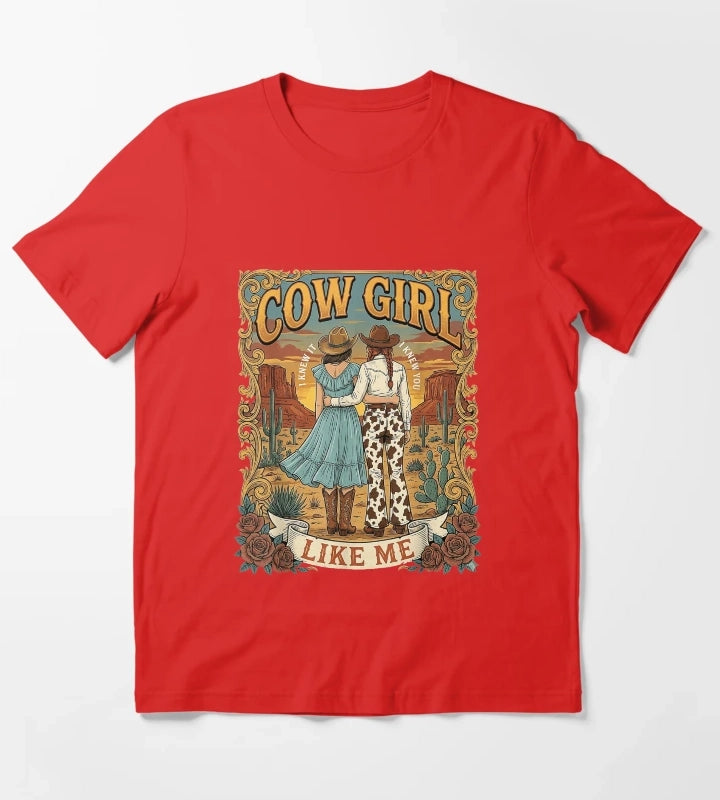 I Knew It I Knew You Western Cowgirl Boots Women Kids Girls T-Shirt Red