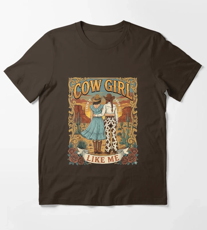 I Knew It I Knew You Western Cowgirl Boots Women Kids Girls T-Shirt Brown