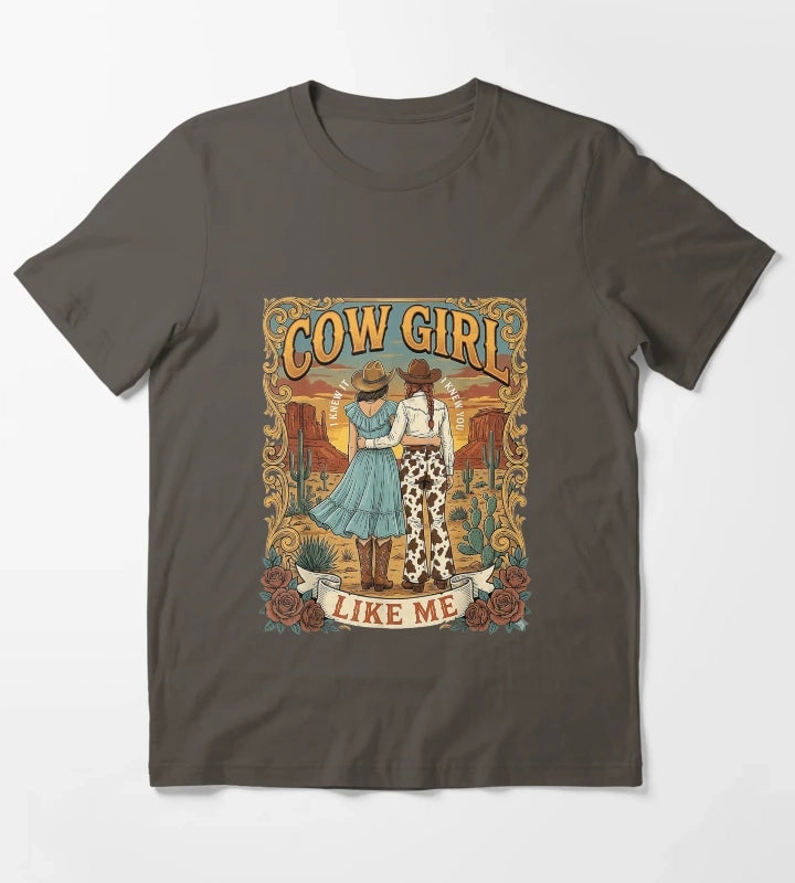 I Knew It I Knew You Western Cowgirl Boots Women Kids Girls T-Shirt Dark Grey