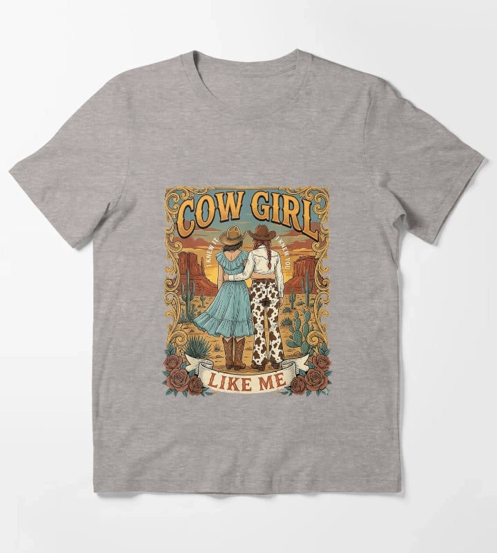 I Knew It I Knew You Western Cowgirl Boots Women Kids Girls T-Shirt Heather Grey